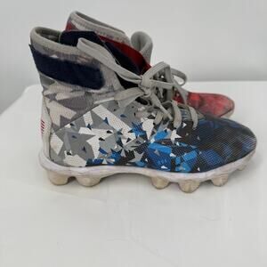 Under Armour Highlight Youth Football Cleats 4Y Red Blue High Top USA Mismatch
